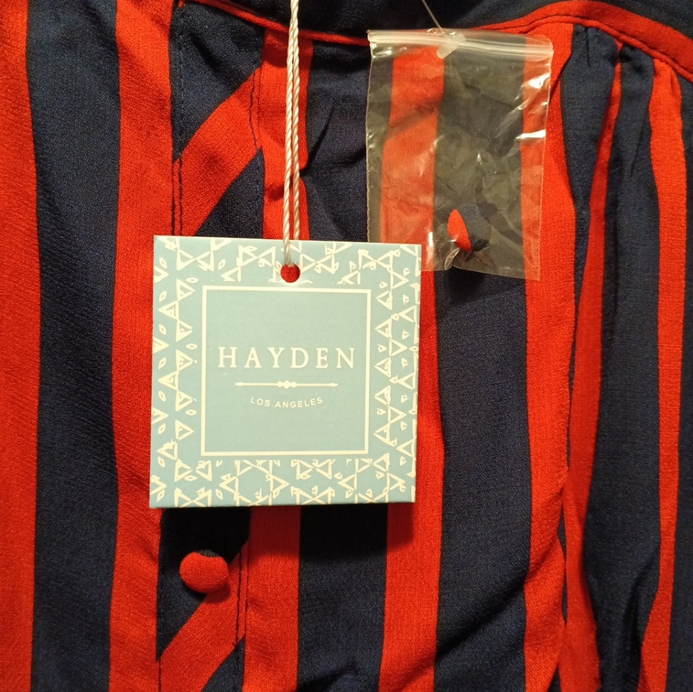Hayden Los Angeles NWT Woman's Navy And Red High Low Sundress Size Large - Picture 3 of 5